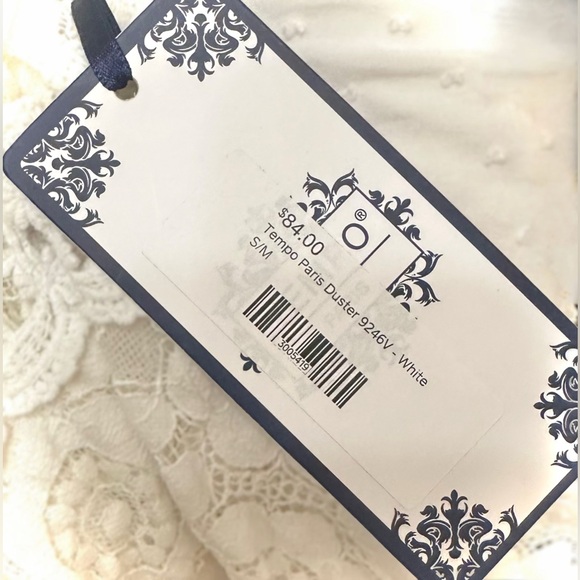 TEMPO PARIS || Boho Lace Kimono Cardigan 9246V Duster in White - SZ S/M 🤍NWT🤍 - Picture 2 of 6